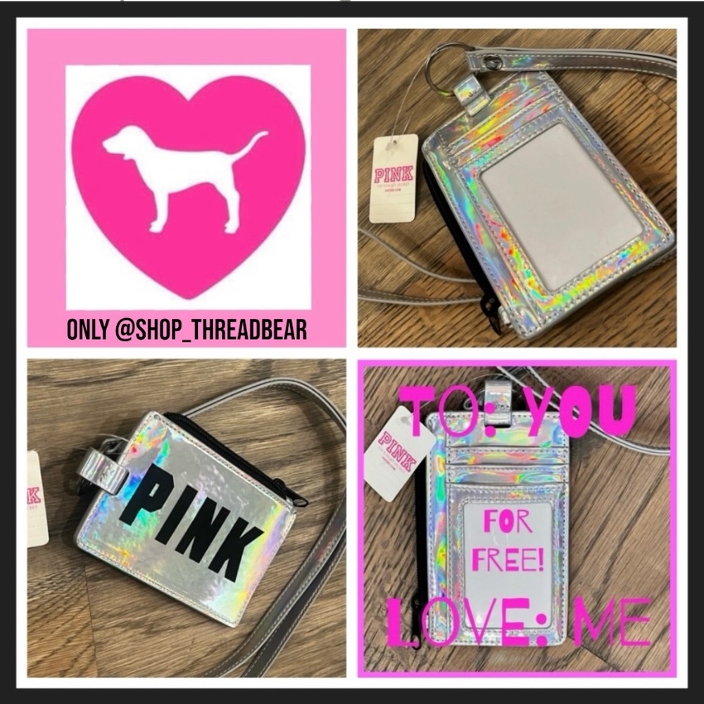 ✶Free!✶ PINK Wristlet + Lanyard Key Ring | FREE w/ $44 Purchase | Silver & Black - Picture 1 of 10